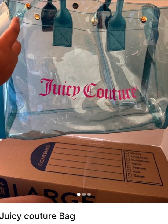 Juicy Couture Handbags - Juicy Couture Teal Clear Tote with Pink Logo